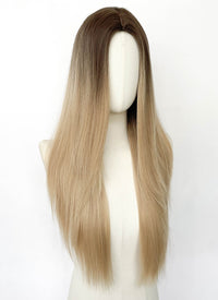 Blonde With Dark Roots Straight Synthetic Wig CSX069