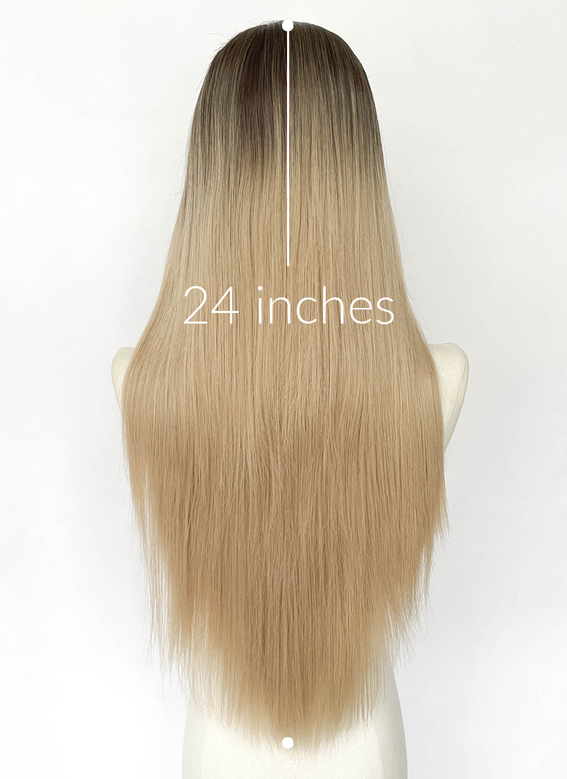 Blonde With Dark Roots Straight Synthetic Wig CSX069