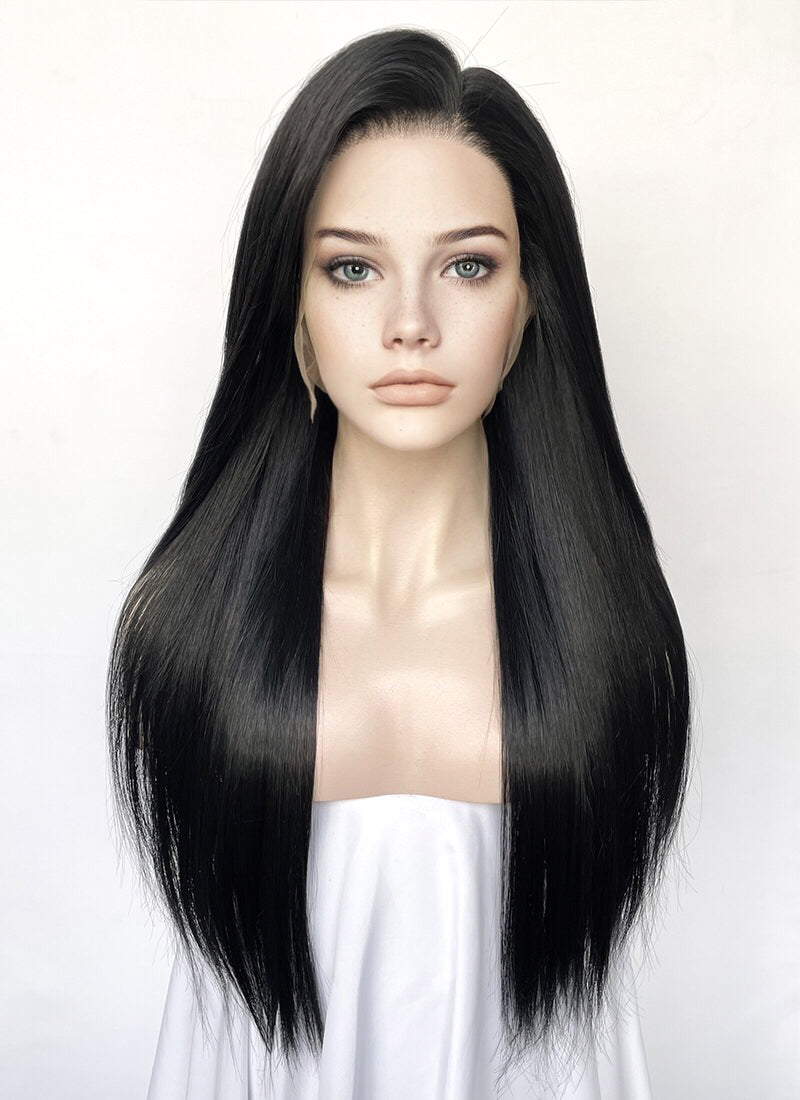 Black Straight Full Lace Kanekalon Synthetic Wig FL011