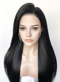 Black Straight Full Lace Kanekalon Synthetic Wig FL011