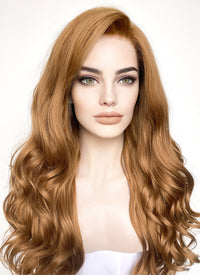 Chestnut Brown Wavy Lace Front Synthetic Wig LF109