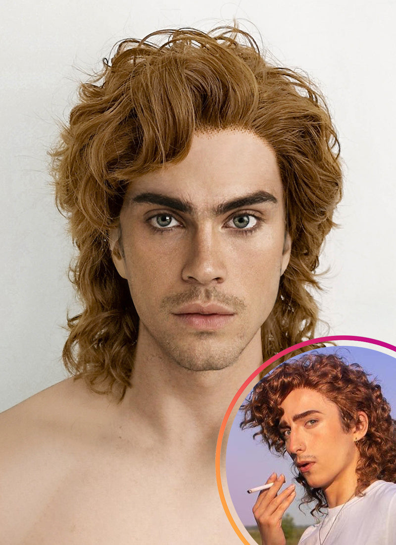Stranger Things Billy Hargrove Brown Curly Lace Front Synthetic Men's Wig LF1311A