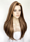Mixed Brown Highlights Money Piece Straight Lace Front Synthetic Hair Wig LF1325