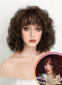 Stranger Things Nancy Wheeler Brunette Spiral Curly Lace Front Synthetic Wig LF169A