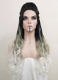 Critical Role Yasha Nydoorin Black Grey White Ombre Braided Lace Front Synthetic Wig LF2121