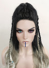 Critical Role Yasha Nydoorin Black Grey White Ombre Braided Lace Front Synthetic Wig LF2121