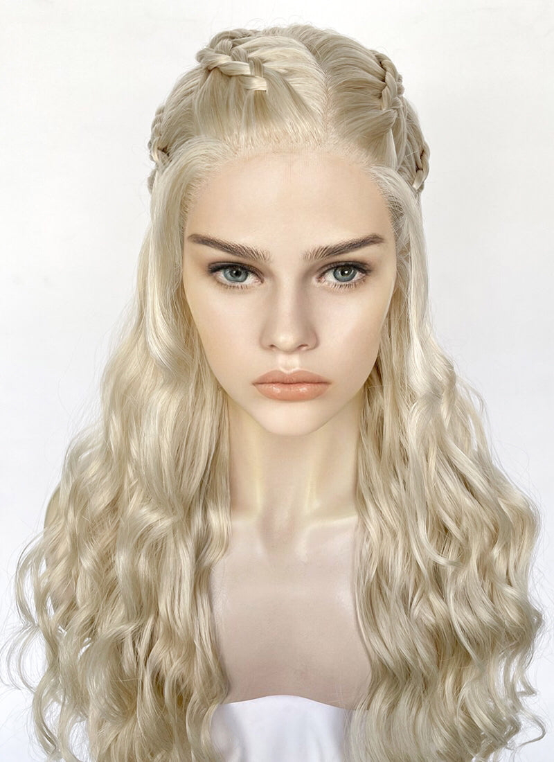 Game of Thrones Daenerys Targaryen Light Ash Blonde Braided Lace Front Synthetic Wig LF2158
