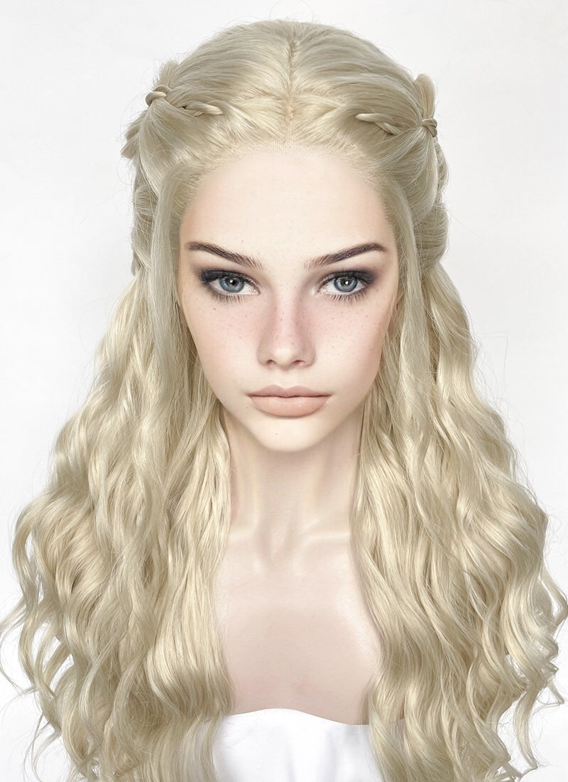 Pastel Ash Blonde Braided Lace Front Synthetic Wig LF2166