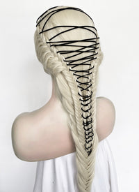 Lady Gaga Platinum Blonde Braided Lace Front Synthetic Wig LF2182