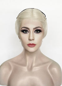 Lady Gaga Platinum Blonde Braided Lace Front Synthetic Wig LF2182