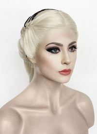 Lady Gaga Platinum Blonde Braided Lace Front Synthetic Wig LF2182