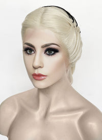 Lady Gaga Platinum Blonde Braided Lace Front Synthetic Wig LF2182
