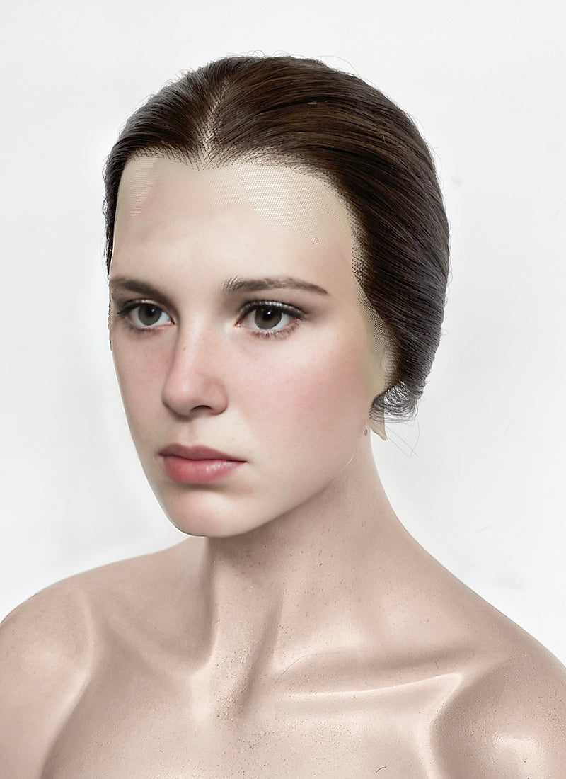 Stranger Things Eleven Brunette Braided Lace Front Synthetic Wig LF2183