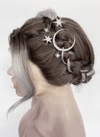 Fourth Wing Violet Sorrengail Brunette Silver Grey Ombre Braided Lace Front Synthetic Wig LF2188