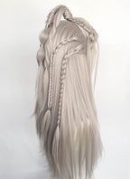 Pastel Blondish Grey Braided Yaki Lace Front Synthetic Wig LF2193