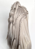 Pastel Blondish Grey Braided Yaki Lace Front Synthetic Wig LF2193