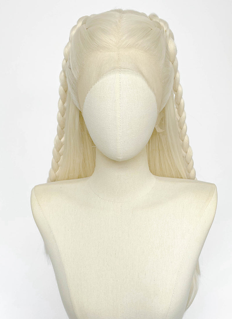 House of the Dragon Rhaenyra Targaryen‌ Platinum Blonde Braided Lace Front Synthetic Wig LF2221