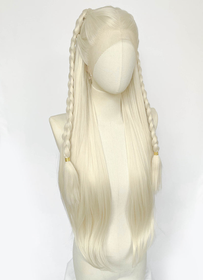 House of the Dragon Rhaenyra Targaryen‌ Platinum Blonde Braided Lace Front Synthetic Wig LF2221