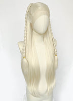House of the Dragon Rhaenyra Targaryen‌ Platinum Blonde Braided Lace Front Synthetic Wig LF2221