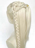 House of the Dragon Rhaenyra Targaryen‌ Platinum Blonde Braided Lace Front Synthetic Wig LF2221
