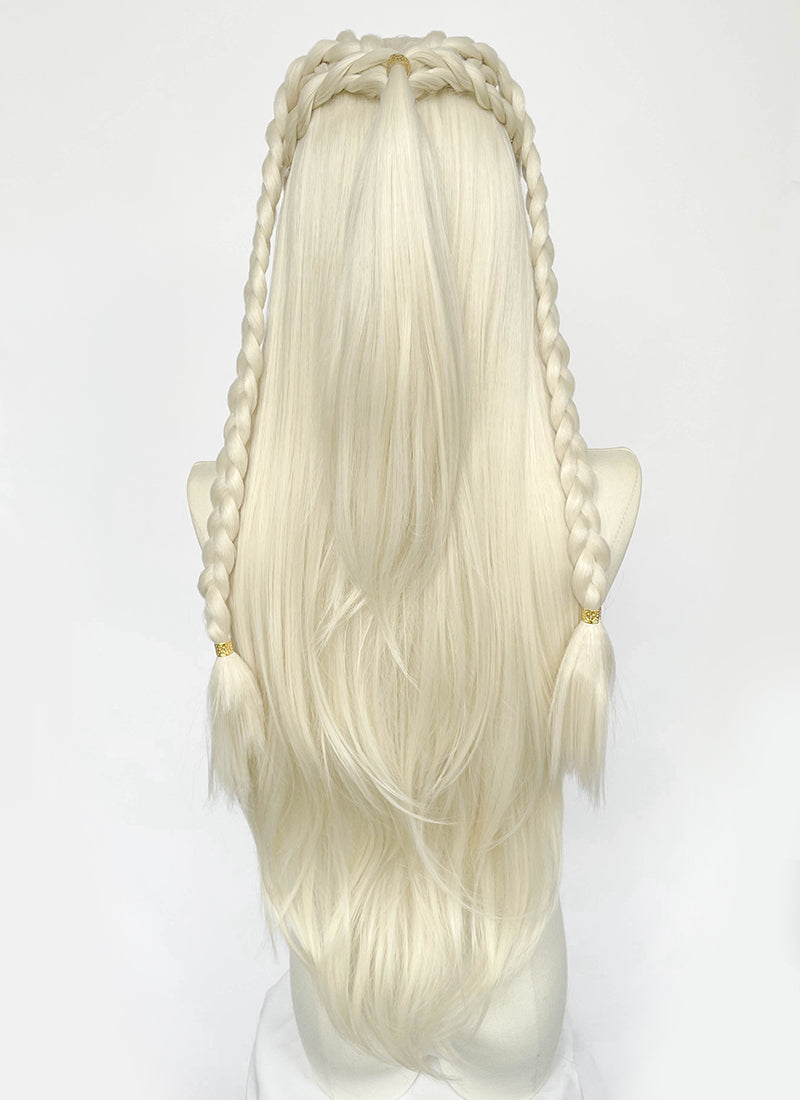 House of the Dragon Rhaenyra Targaryen‌ Platinum Blonde Braided Lace Front Synthetic Wig LF2221