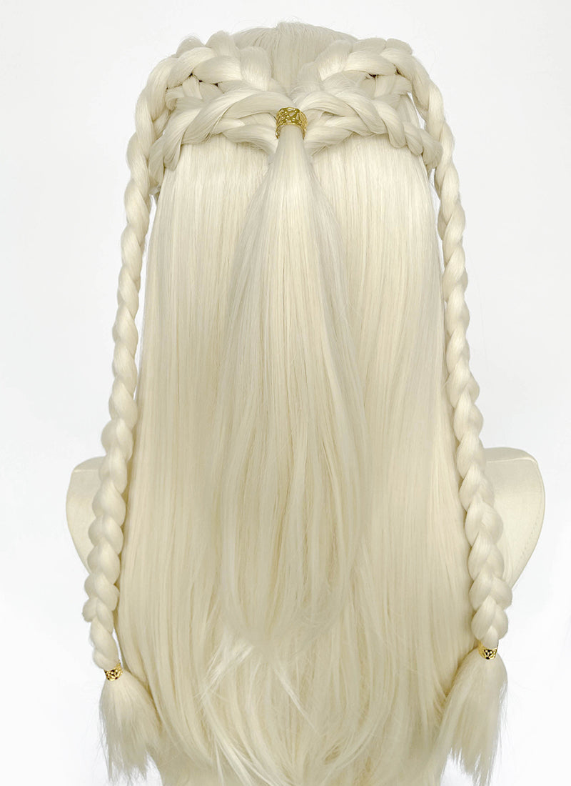 House of the Dragon Rhaenyra Targaryen‌ Platinum Blonde Braided Lace Front Synthetic Wig LF2221