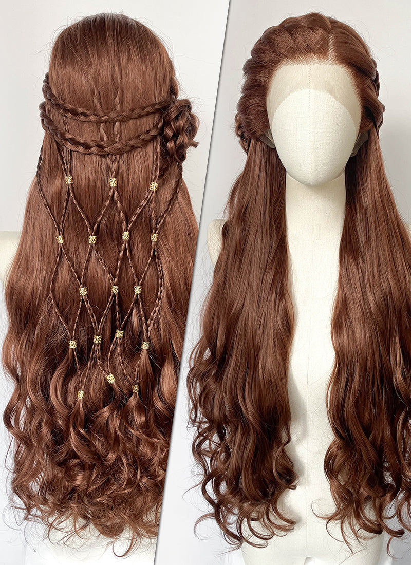 Reddish Brown Braided Lace Front Synthetic Wig LF2224