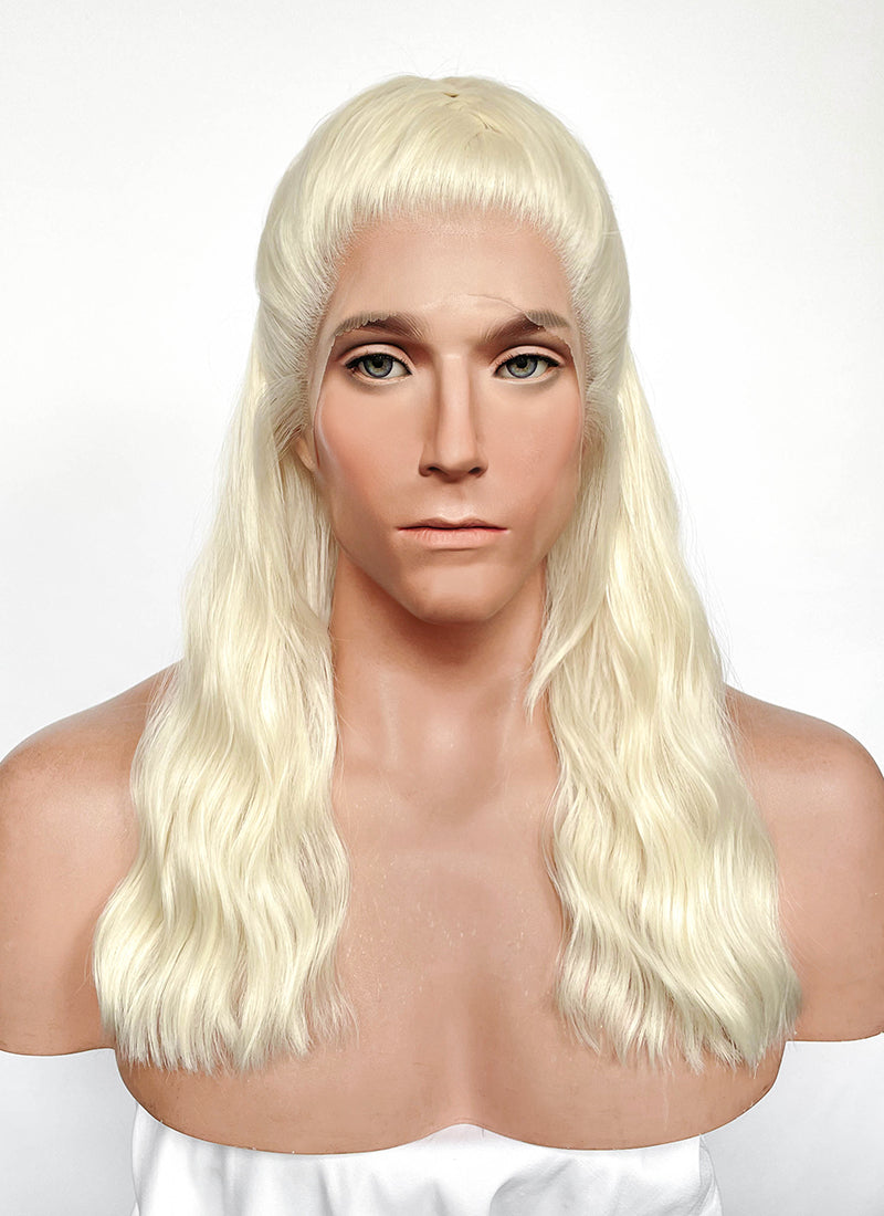 House Of Dragon Daemon Targaryen Platinum Blonde Braided Lace Front Synthetic Men's Wig LF2225