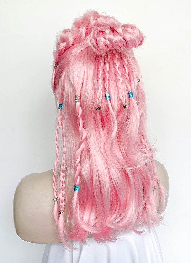 Pastel Pink Braided Lace Front Synthetic Wig | WigIsFashion