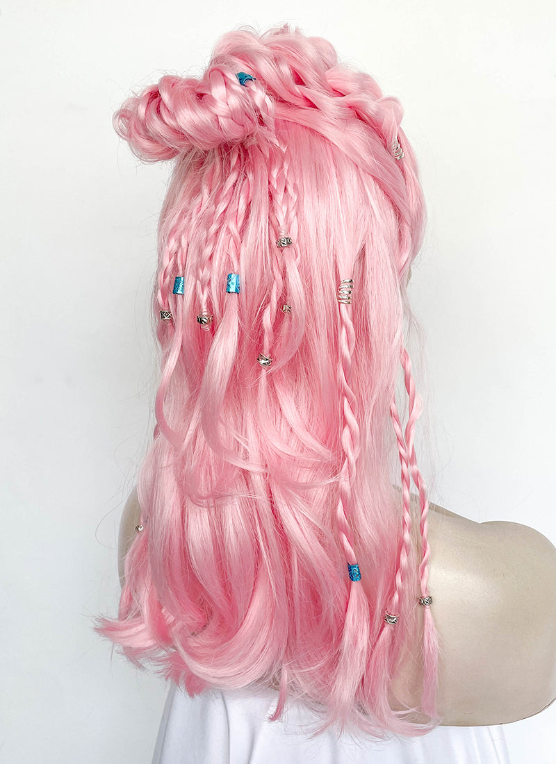 Pastel Pink Braided Lace Front Synthetic Wig | WigIsFashion