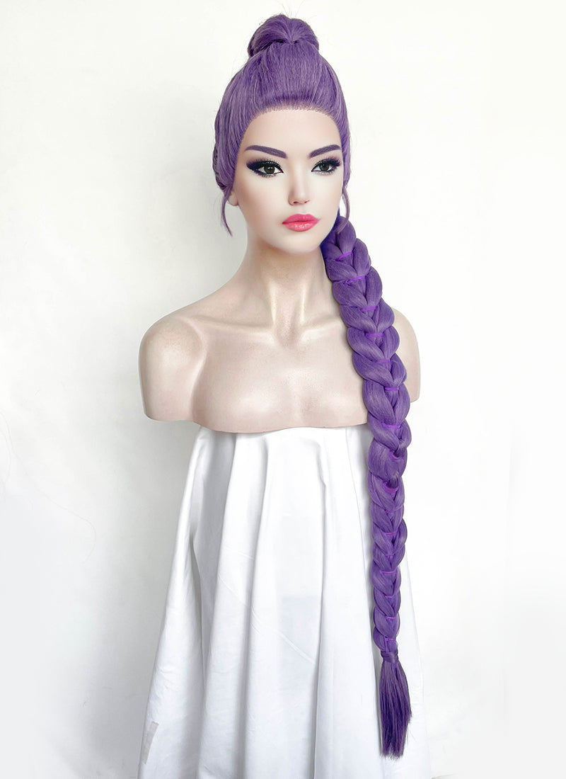 KPop Demon Hunters Rumi Pastel Purple Braided Lace Front Synthetic