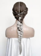 Fourth Wing Violet Sorrengail Brunette Silver Grey Ombre Braided Lace Front Synthetic Wig LF2519