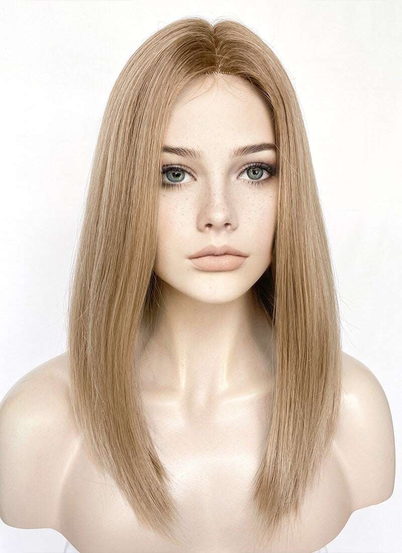 Ash Blonde With Dark Roots Straight Lace Front Kanekalon Synthetic Wig LF3240