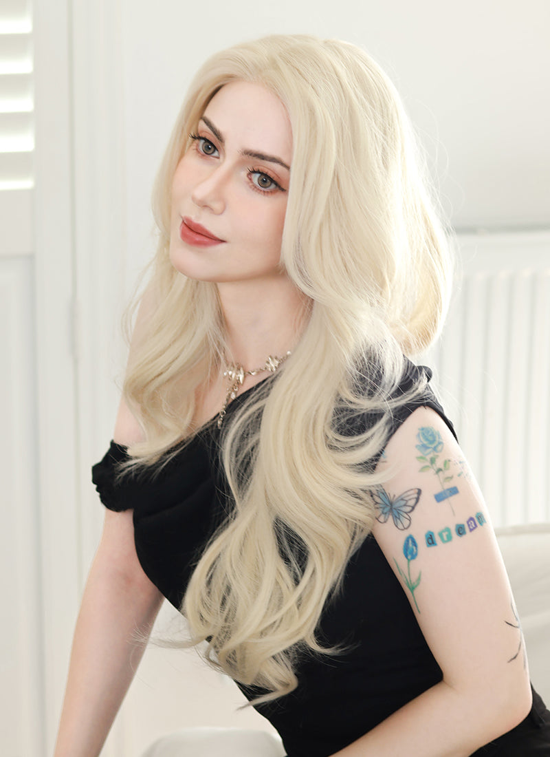 Lia⋈♡*。゜　1001 Barbie Light Blonde Curtain Bangs Lace Front Wig