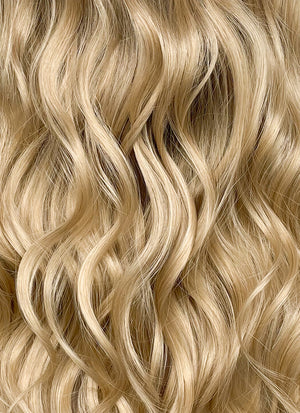 Balayage Blonde With Brown Roots Wavy Lace Front Synthetic Wig LF3306