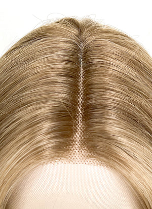 Balayage Blonde With Brown Roots Wavy Lace Front Synthetic Wig LF3306