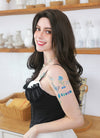 Brunette Curtain Bangs Wavy Lace Front Synthetic Hair Wig LF3337