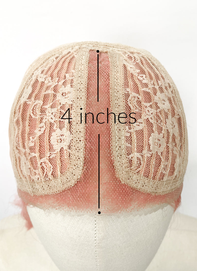 Pink Curtain Bangs Wavy Lace Front Synthetic Wig LF3347