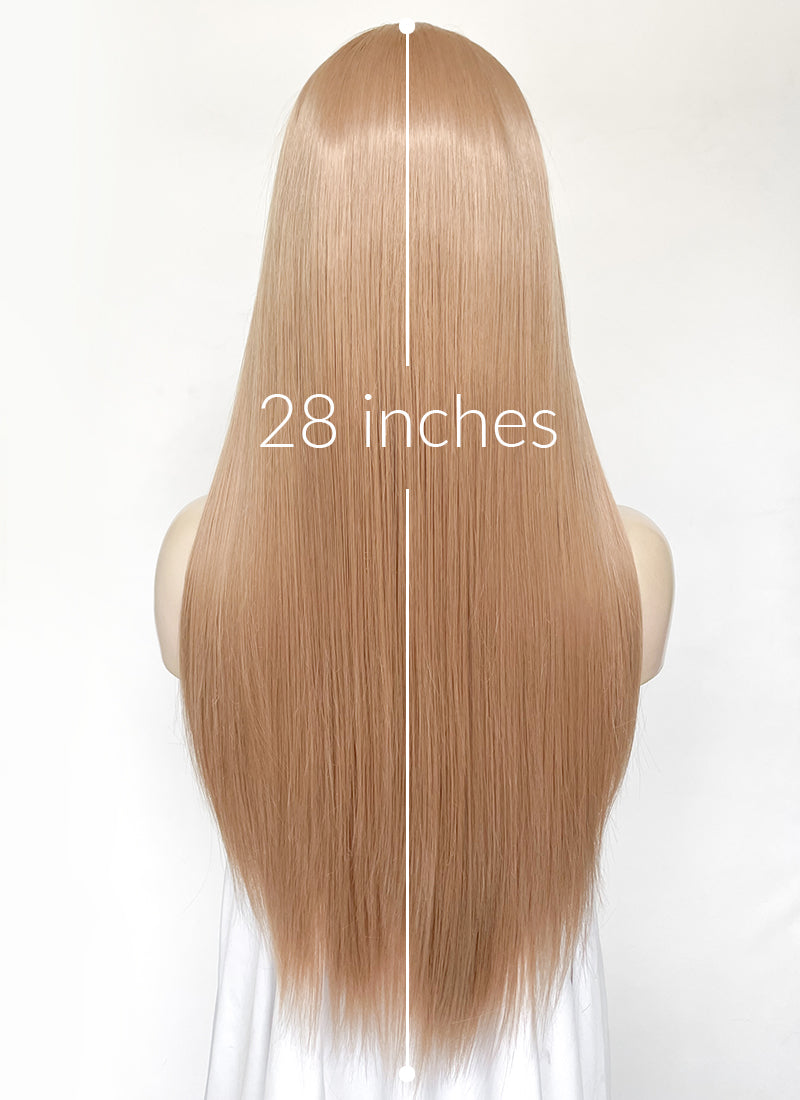 Pastel Peach Pink Straight Lace Front Kanekalon Synthetic