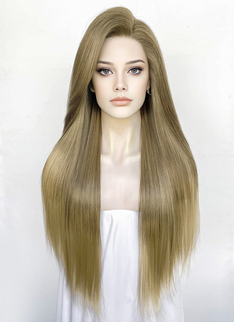 Brown Blonde Ombre Straight Lace Front Synthetic Wig LF3362