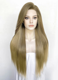 Brown Blonde Ombre Straight Lace Front Synthetic Wig LF3362