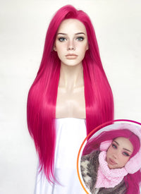 Hot Pink Straight Lace Front Synthetic Hair Wig LF5171