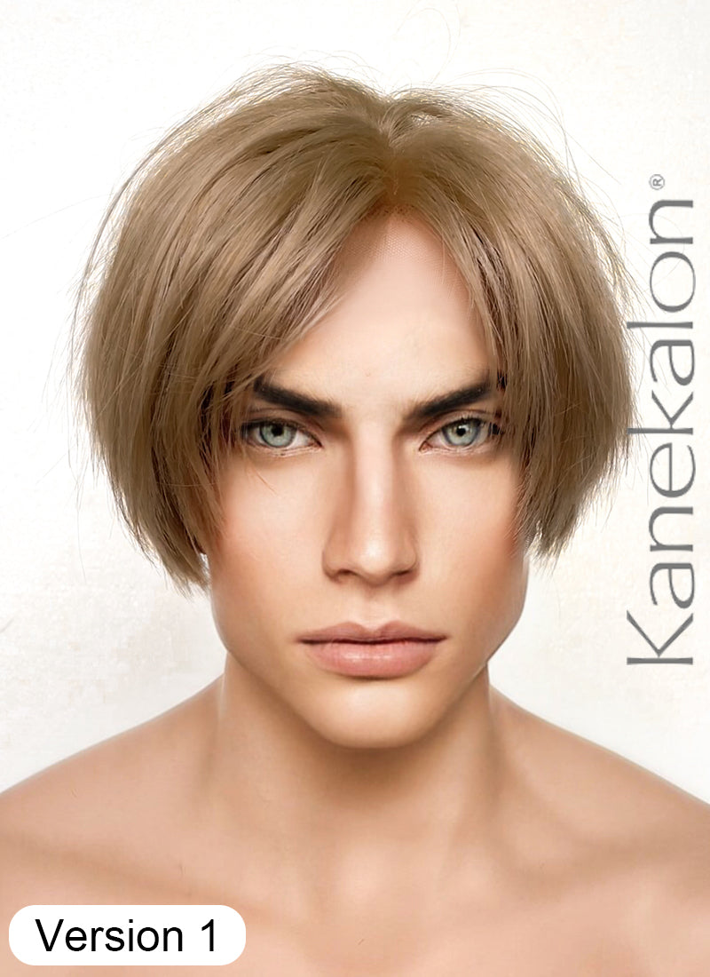 Resident Evil 4 Leon S. Kennedy Brunette Blonde Straight Lace Front Kanekalon Synthetic Men's Wig LF6009