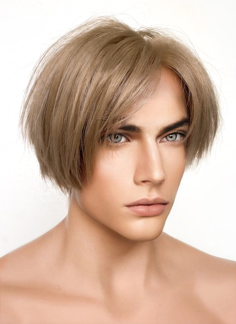 Resident Evil 4 Leon S. Kennedy Brunette Blonde Straight Lace Front Kanekalon Synthetic Wig LF6009