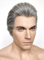 Mixed Grey Straight Lace Front Synthetic Men's Wig LF6010A
