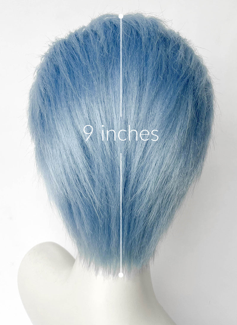 Pastel Blue Straight Lace Front Synthetic Men's Wig