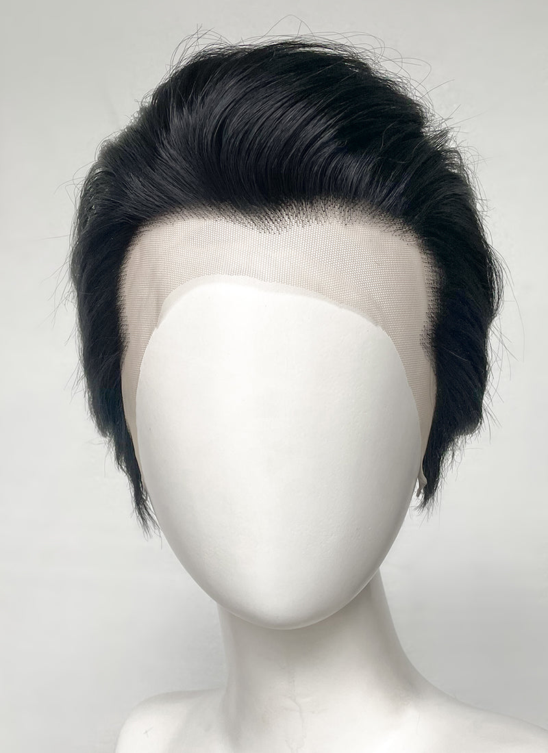 Yakuza Like a Dragon Kazuma Kiryu Black Straight Slicked Back Lace Front Synthetic Men's Wig LF6010B