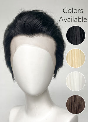 Elvis Black Straight Slicked Back Lace Front Synthetic Men's Wig LF6010