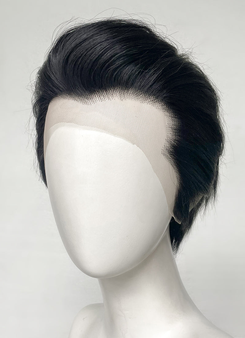 Yakuza Like a Dragon Kazuma Kiryu Black Straight Slicked Back Lace Front Synthetic Men's Wig LF6010B