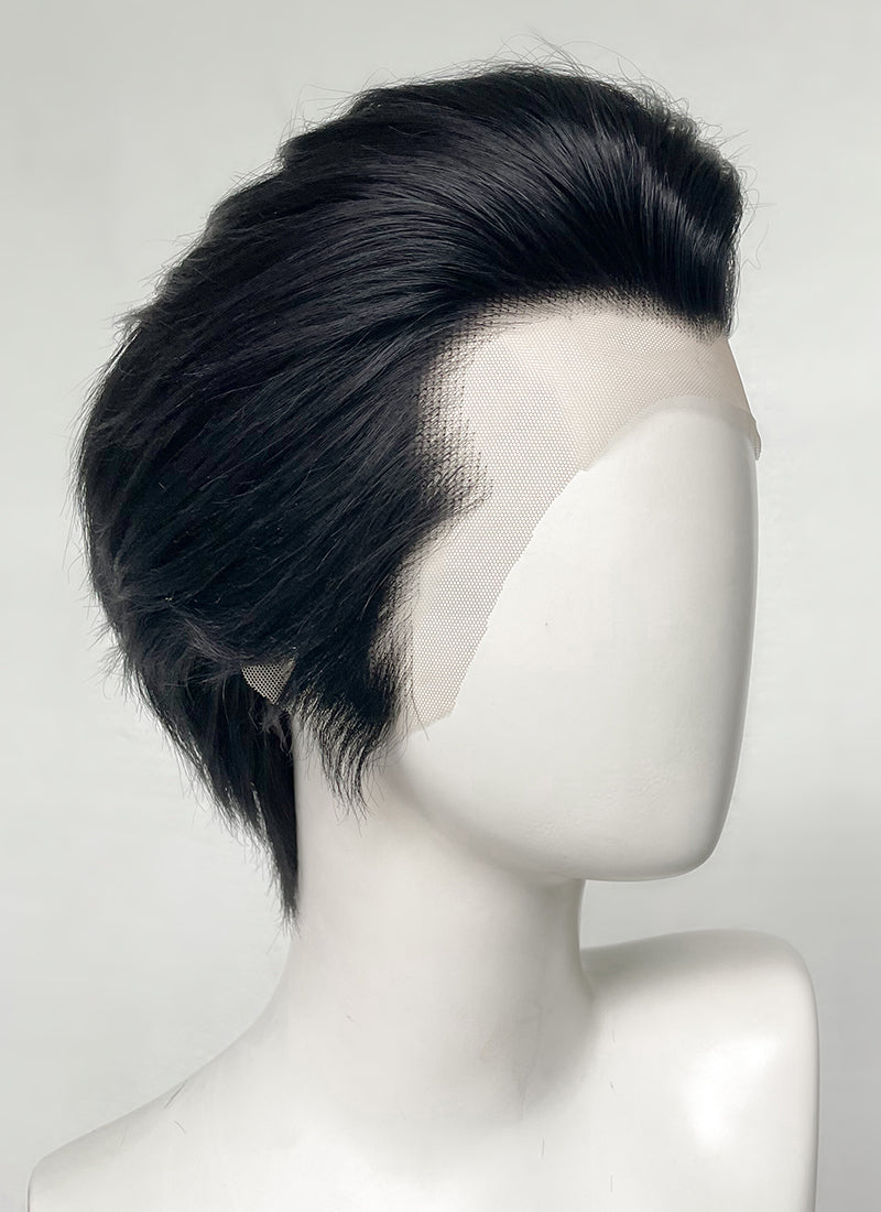 Yakuza Like a Dragon Kazuma Kiryu Black Straight Slicked Back Lace Front Synthetic Men's Wig LF6010B